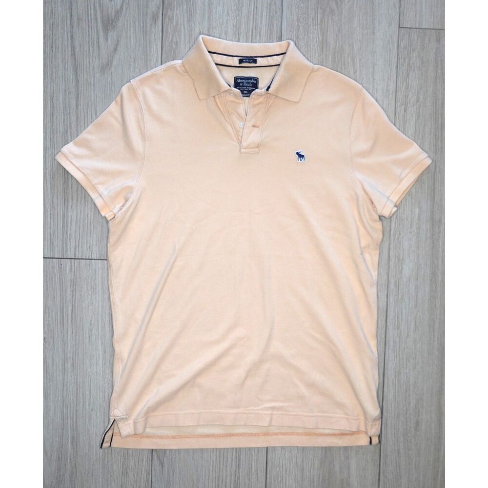 Abercrombie and Fitch Men's Polo Peach Muscle fit vintage blue logo sz XXL Y2K